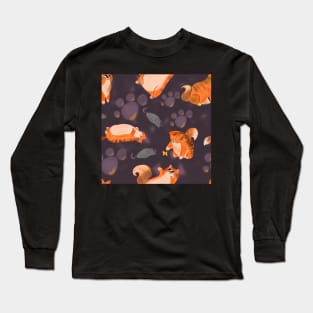 Chonky fat orange cats on purple Long Sleeve T-Shirt